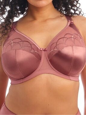 New Elomi Cate Embroidered Full Cup Banded Underwire Bra 4030 Rosewood 36DDD 36F